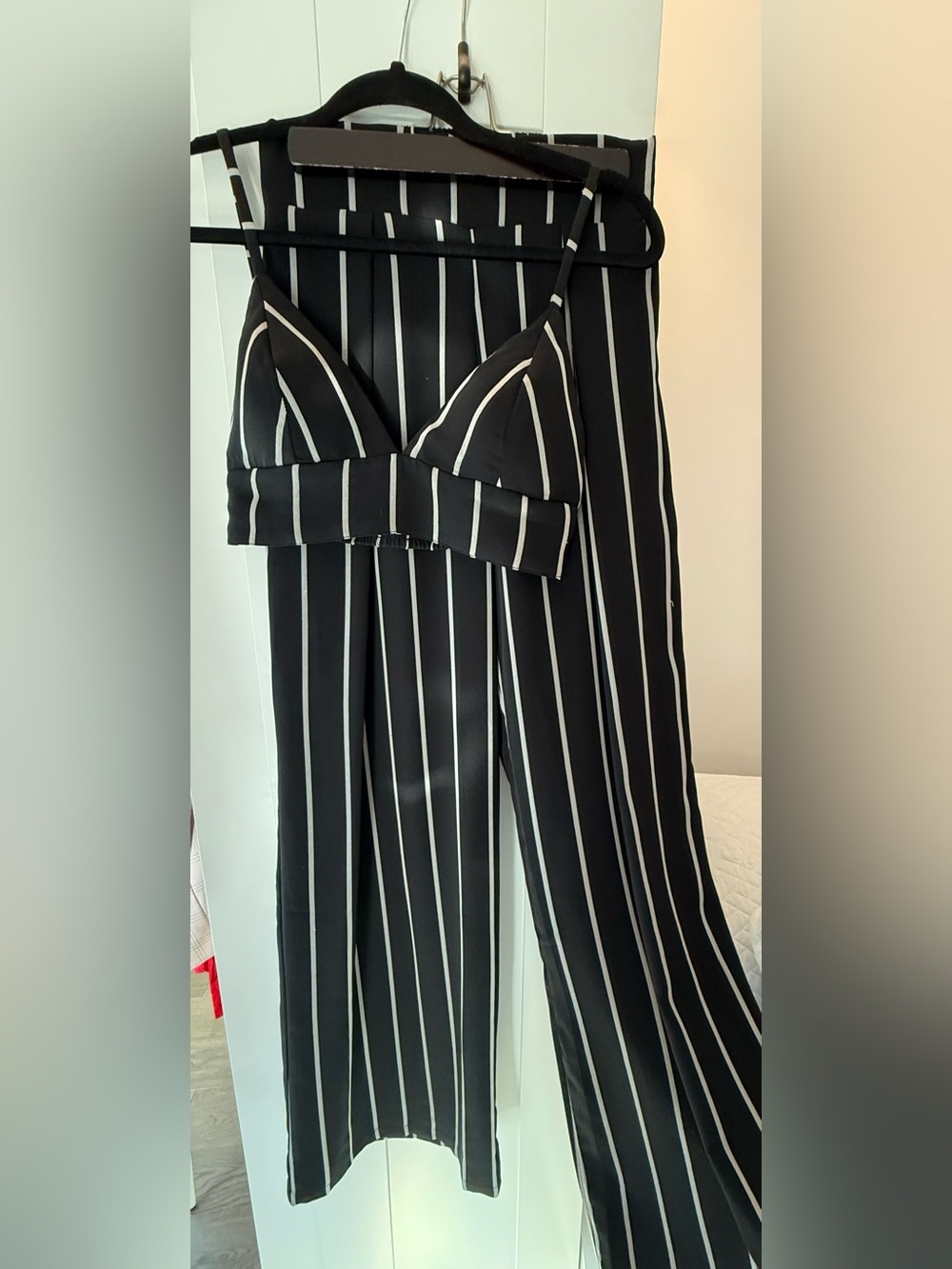 Black and Grey matching pant and crop top set